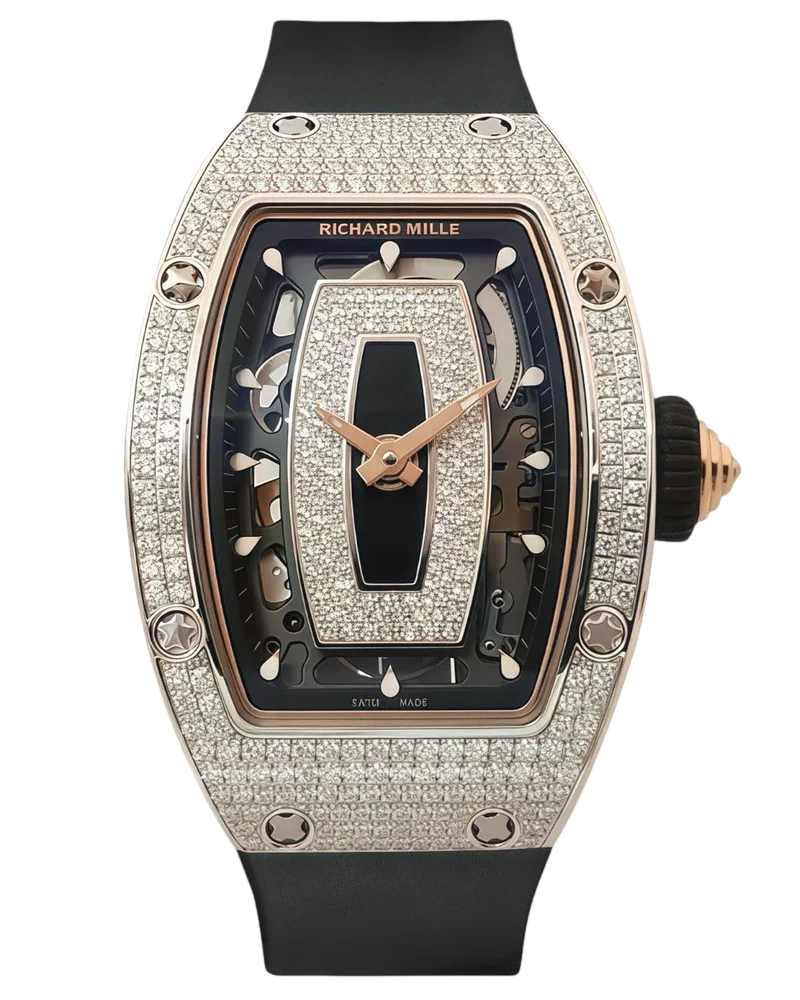 Richard Mille RM07-01 White Gold Full Set Diamonds (Black Lips)