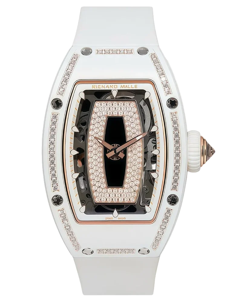 Richard Mille RM07-01 White Ceramic 1 Row Diamonds (Black Lips)